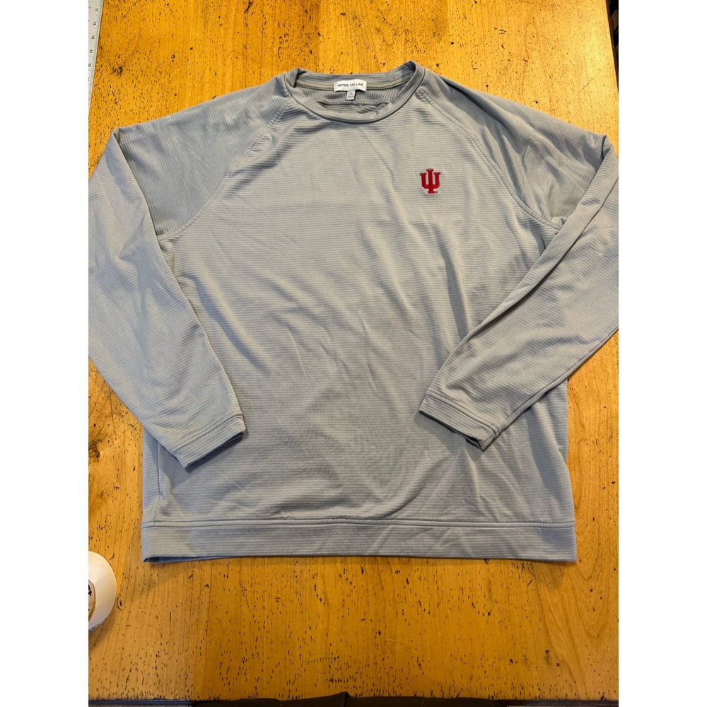 Peter Millar Crown Sport Large Indiana University IU Pullover Gray Crew Neck L